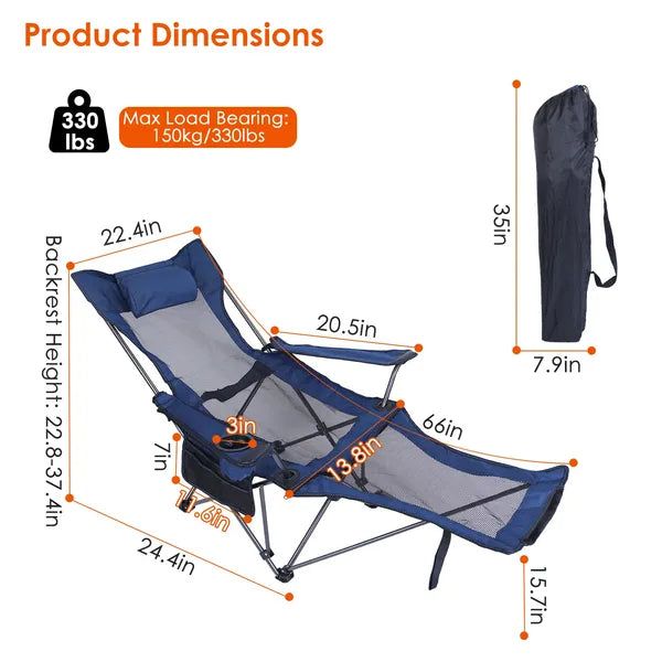 Foldable Camping Chair with Armrests and Cup Holder