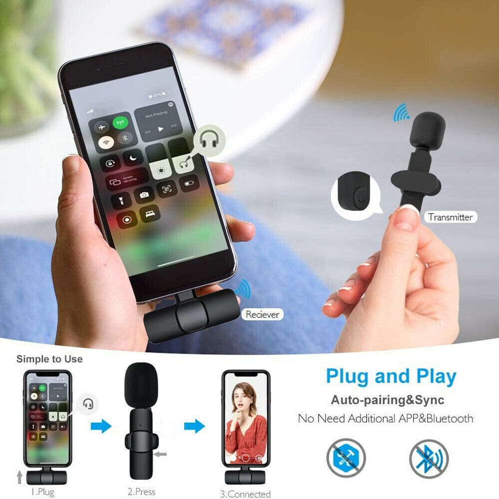 Mini lapel microphone, wireless audio and video recording with phone charging, recording short videos - PMMNAPOLES