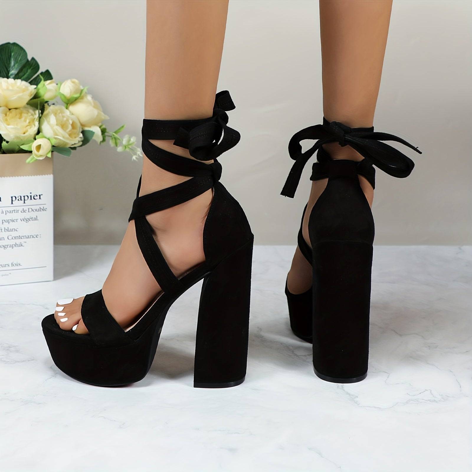 Women's Chunky Block Platform Heels, Strappy Gladiator Open Toe Dressy Pumps Sandals for Wedding, Party, Dance or Office