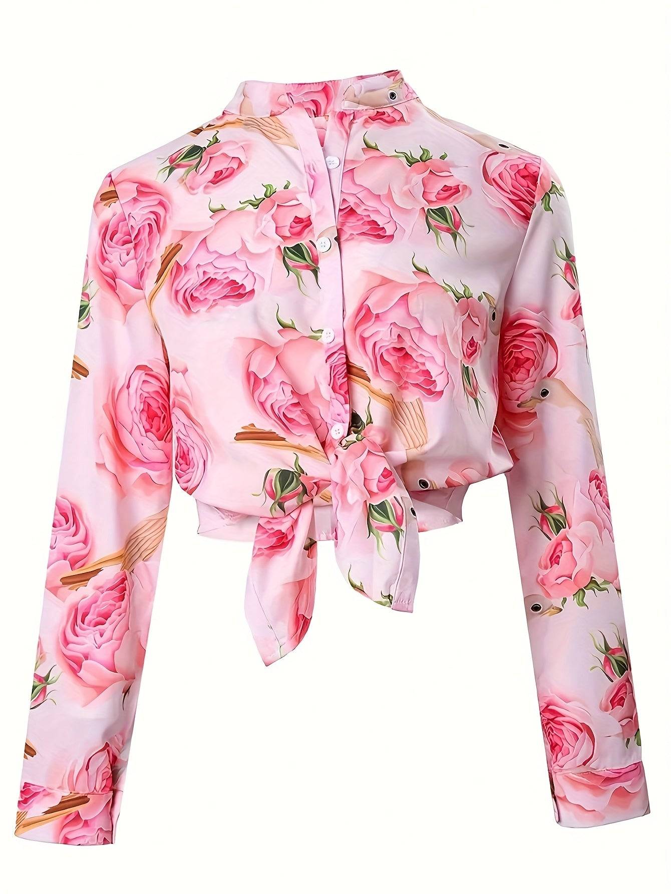 Women's Casual Long Sleeve Blouse – Relaxed Fit with Abstract Print for Daily Outfits