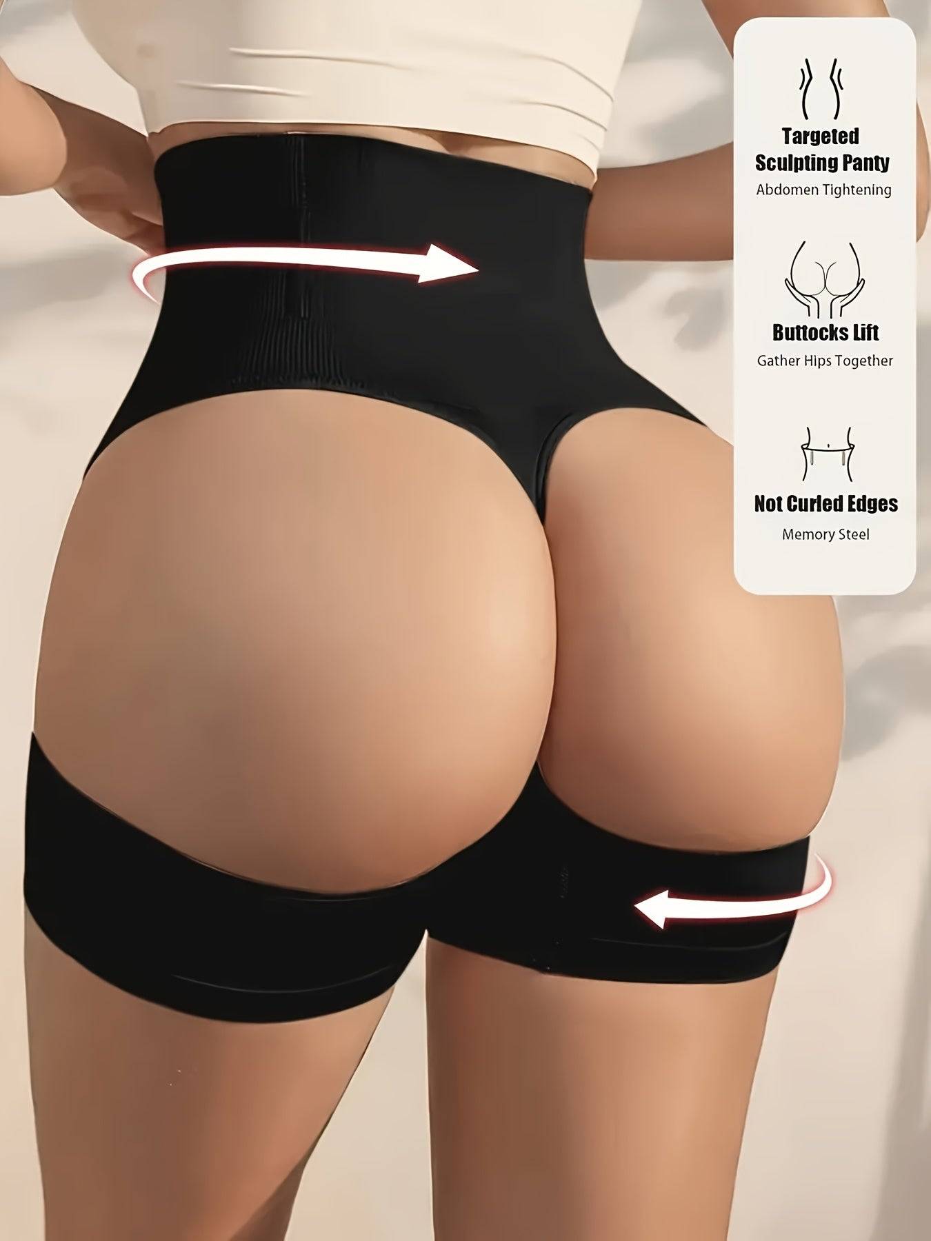 Women’s High-Waisted Shapewear Shorts – Nylon & Elastane Blend with Tummy Control and Butt Lift, Smooth Solid Color Fabric