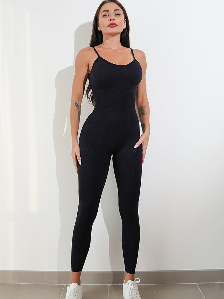 Women’s One-Piece Unitard Jumpsuit Spaghetti Strap Sleeveless Bodysuit with Tummy Control Slim Fit Romper