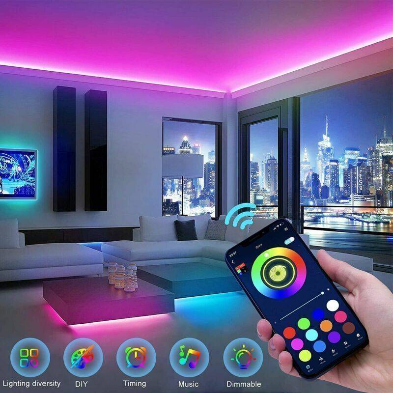 RGB LED Strip Light with Bluetooth Music Sync and Timer