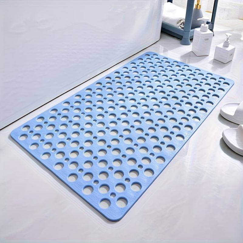 Quick-Dry Non-Slip Massage Bath Mat 43x75cm Suction Cup Mat with Drain Holes & Rings for Home & Hotel Use