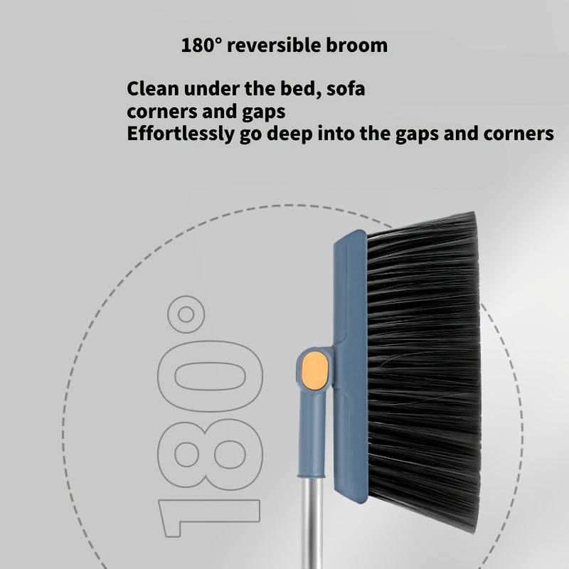2pcs 3-in-1 Magnetic Foldable Broom & Dustpan Set Rotatable Design for Pet Hair, Bedroom & Living Room Cleaning