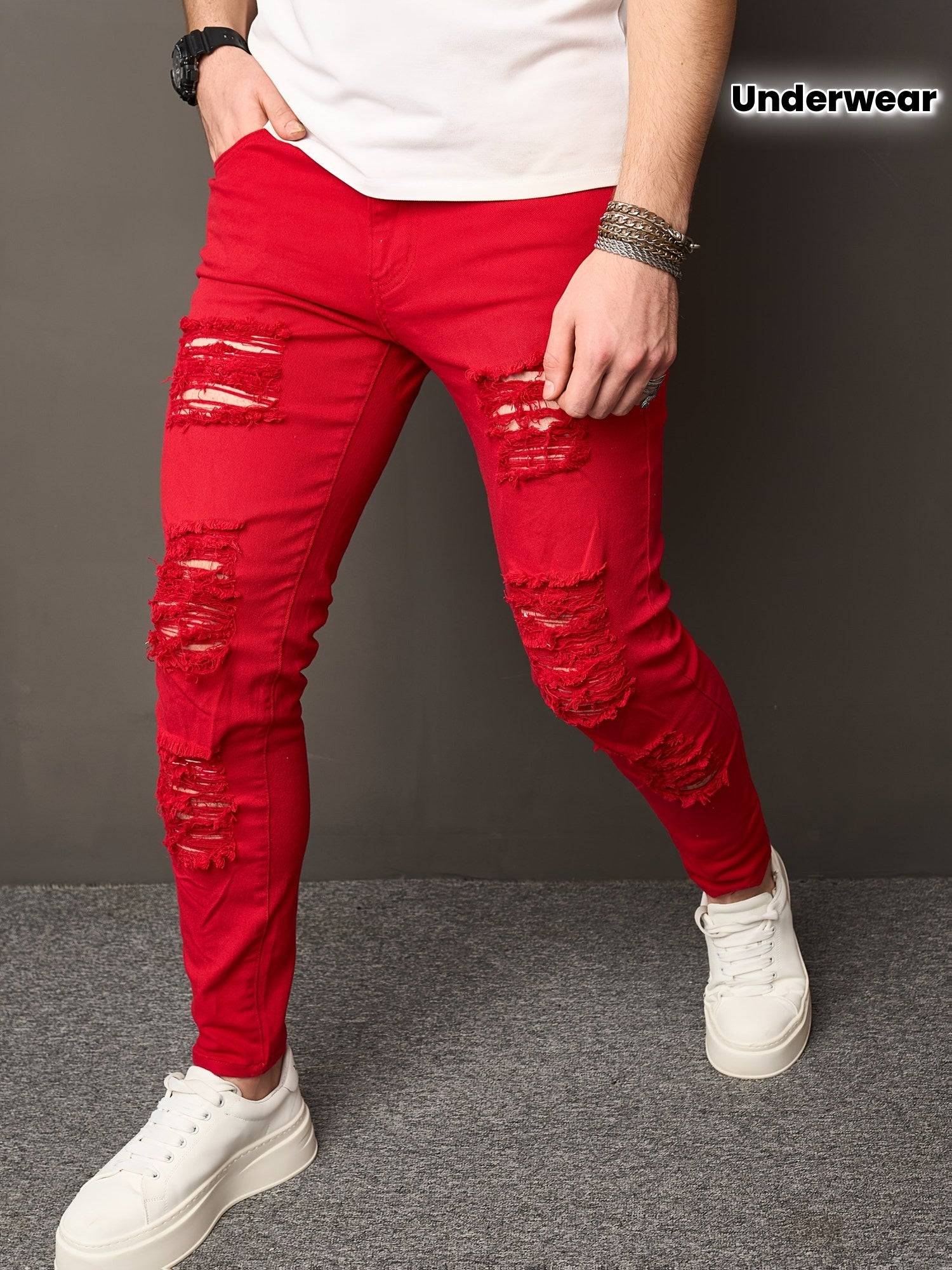 Men’s Fashion Jeans Youth Streetwear Denim Pants with Slim Fit Design Modern Casual Style for Everyday Wear