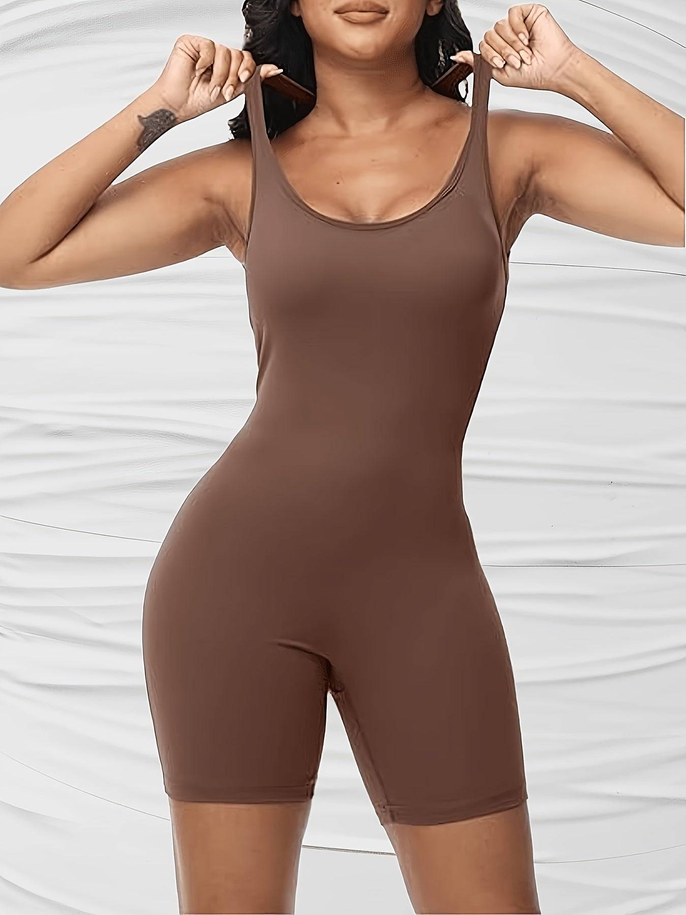 3pcs Women’s Seamless Fitness Bodysuit – Backless with Hip Lift, Tummy Control & V-Back Ruched Shorts for Gym & Running