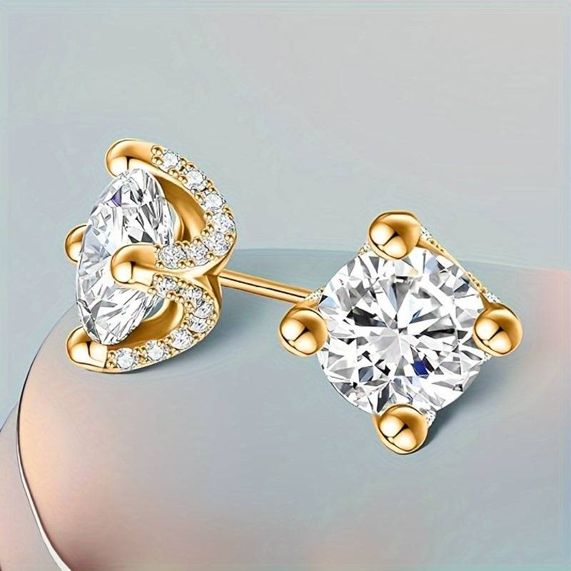 2 Carat Moissanite Stud Earrings in 925 Silver Unisex Hypoallergenic Design Elegant Style for Daily or Gift Use