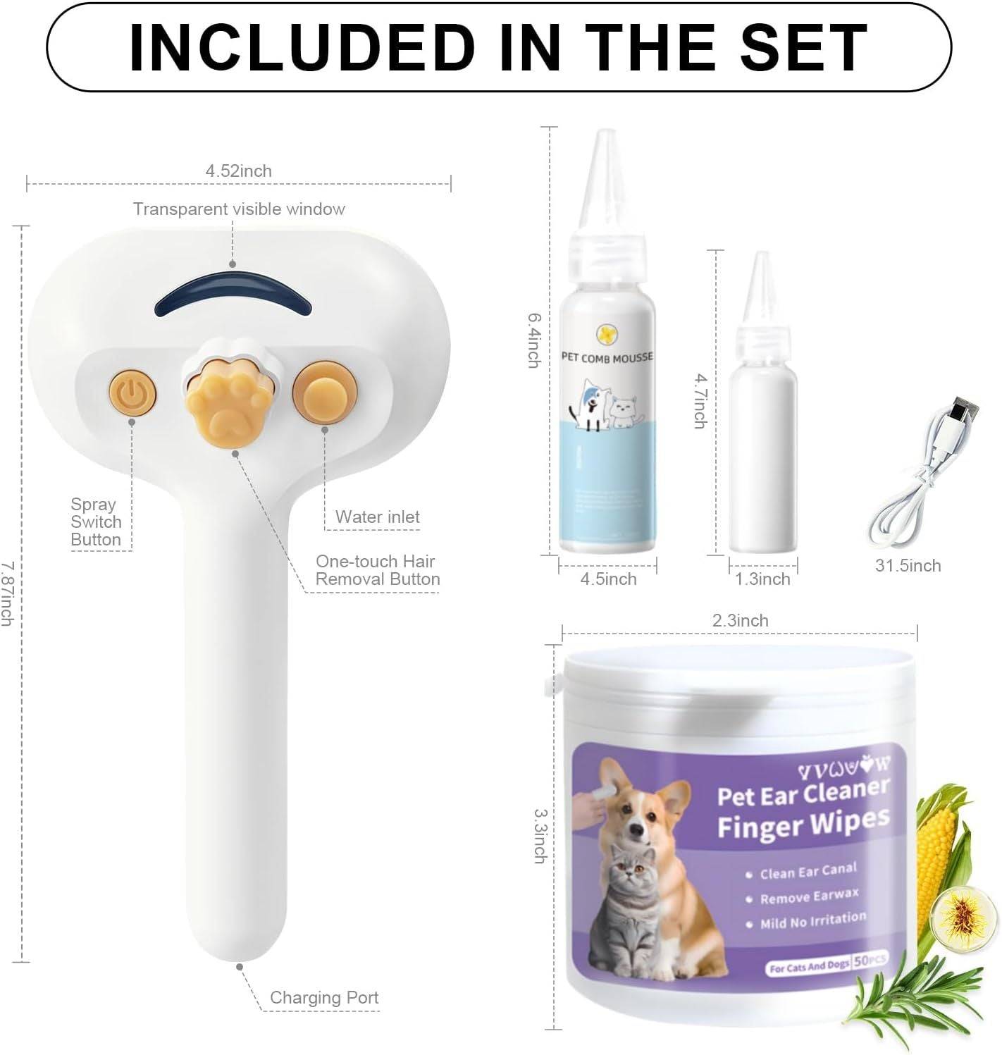 Pet Steam Dog Grooming Brush Kit For Cats And Dogs