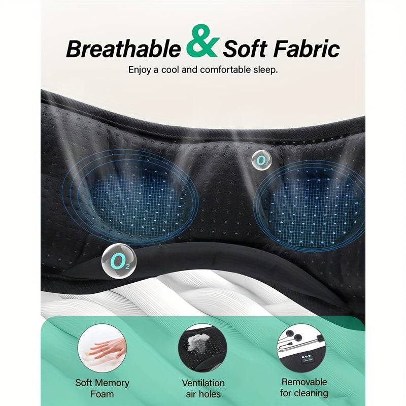 Sleep Headphones with Eye Mask & Wireless Charging Lightweight Breathable Headband for Side Sleepers, Travel & Home