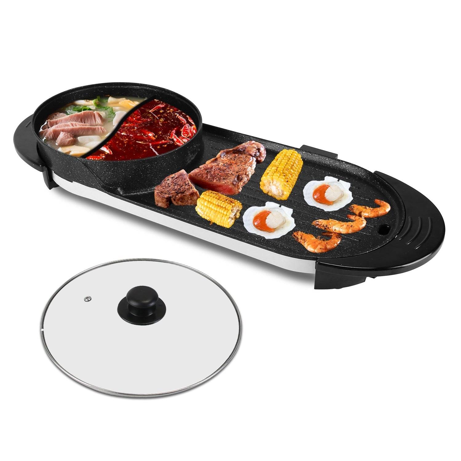 2200W Electric Grill and Hot Pot with Temp Control
