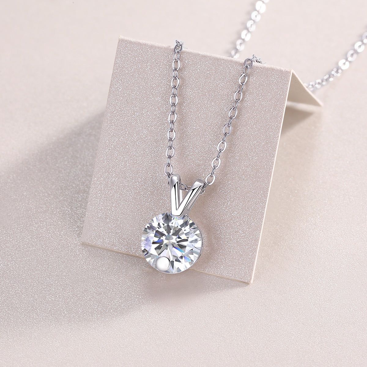 S925 Silver Moissanite Necklace V Chain 2 Carats