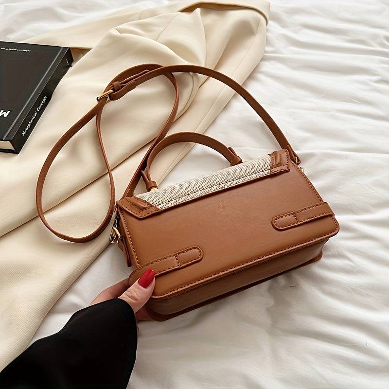 Vintage Black Crossbody Bag for Women Adjustable Strap, Flip-Top Closure, Polyester Lining for Everyday Use