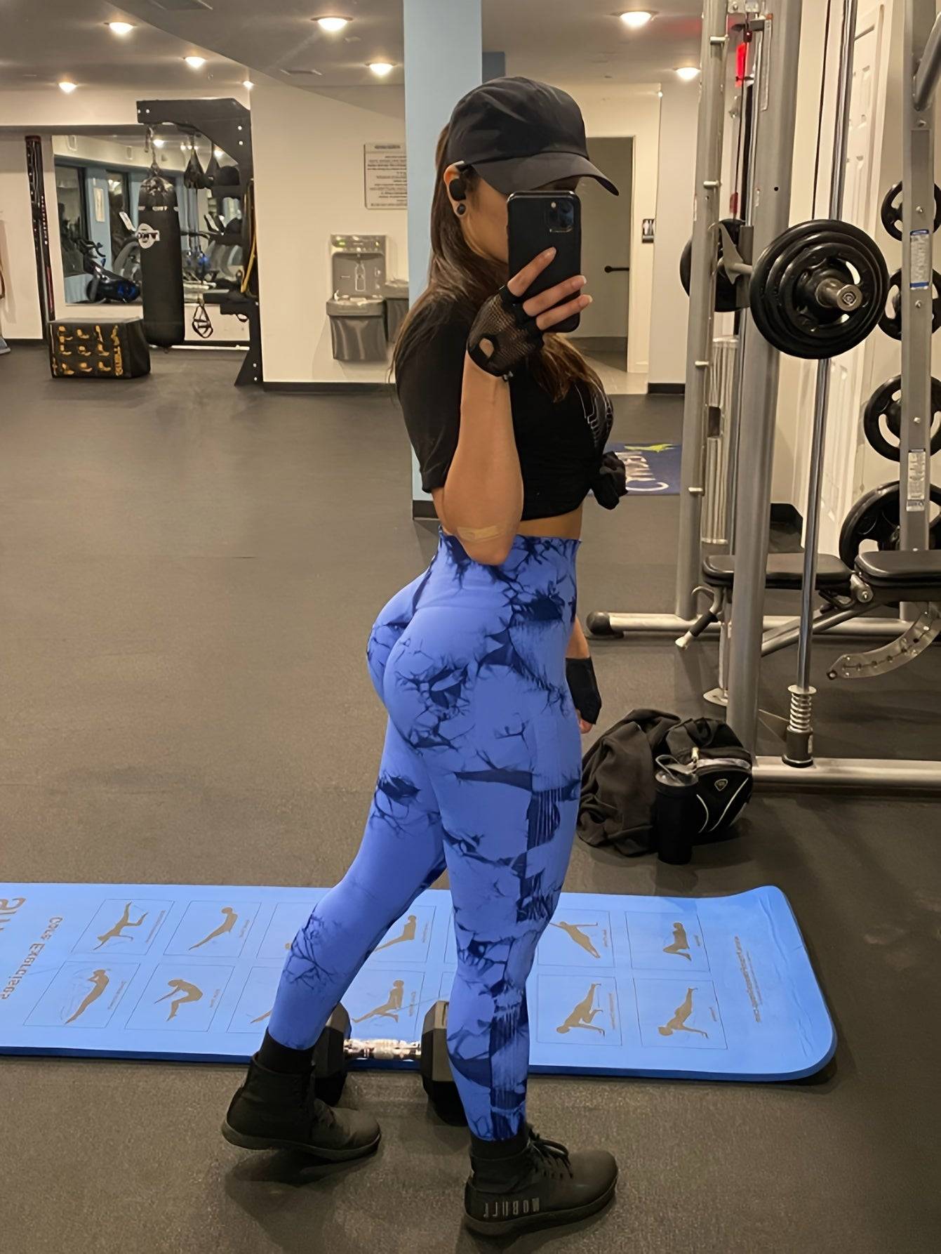 3-pack women’s seamless high-waisted tie-dye leggings, butt-lifting compression fit, multicolor 9/10 sports pants