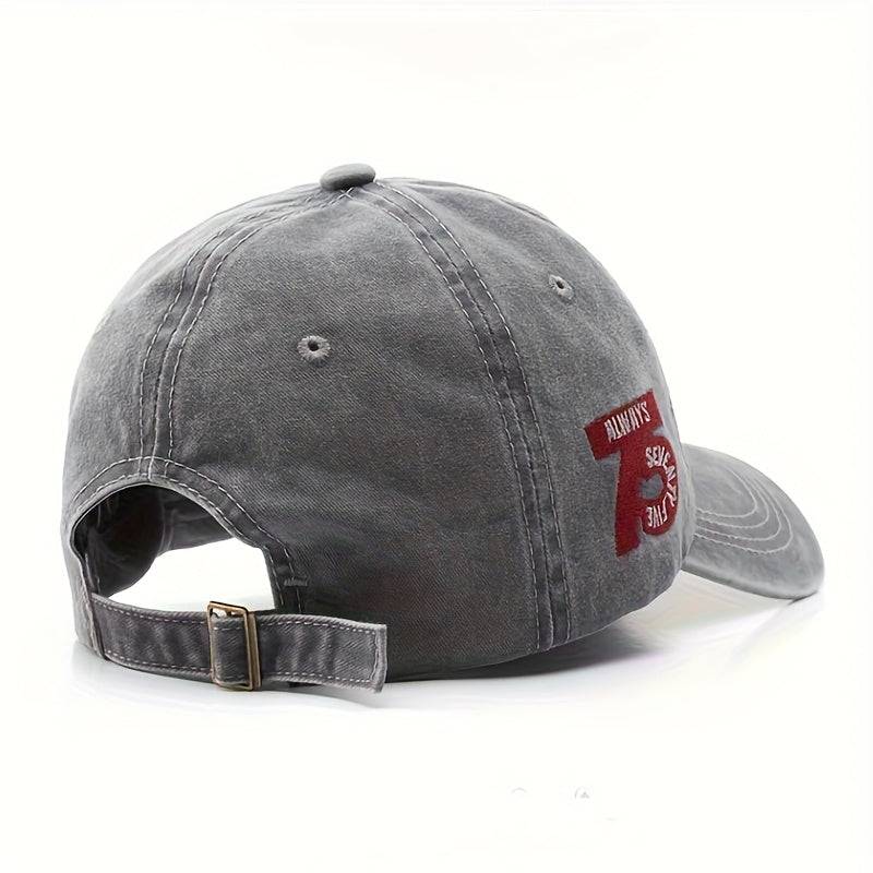 Back view of grey adjustable 'Always' baseball cap with metal buckle strap, included in 6pcs outdoor sun hat collection.