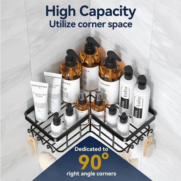 Stainless Steel Bathroom Corner Shelf with Double Tier