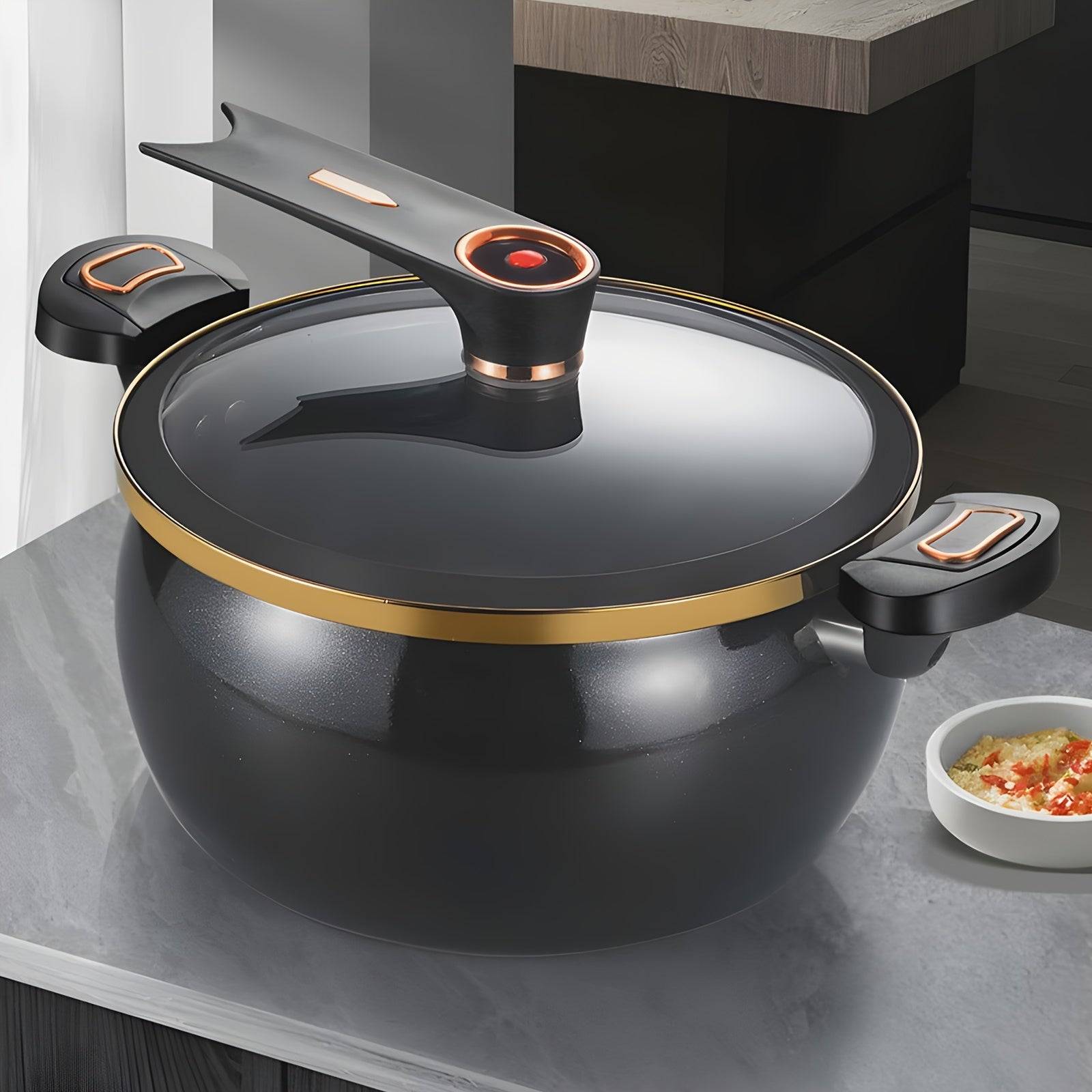 8.45QT Large Capacity Stock Pot Nonstick Multi-Purpose Cooking Pot with Twist Lock Handles Compatible with Gas, Open Flame & Induction for Home or Commercial Use
