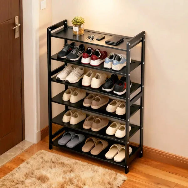 Bamboo Shoe Rack 6 Tier Flat Storage Organizer