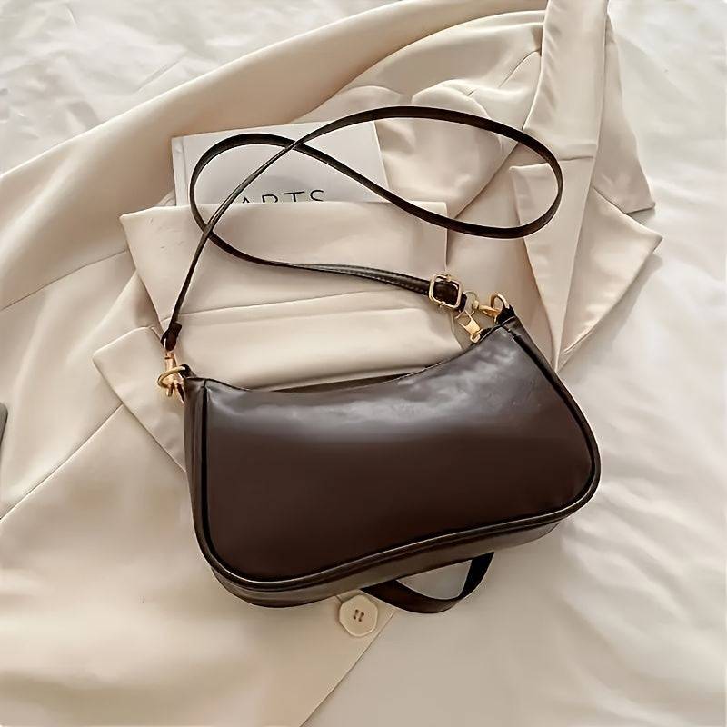 Women’s Vintage Crossbody Bag – Checkered Print, Gold Accents, Detachable Chain, Black & White