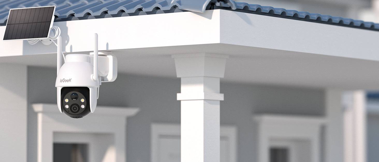2K 3MP Outdoor Solar Security Camera 360° PTZ with PIR Motion Sensor & Color Night Vision