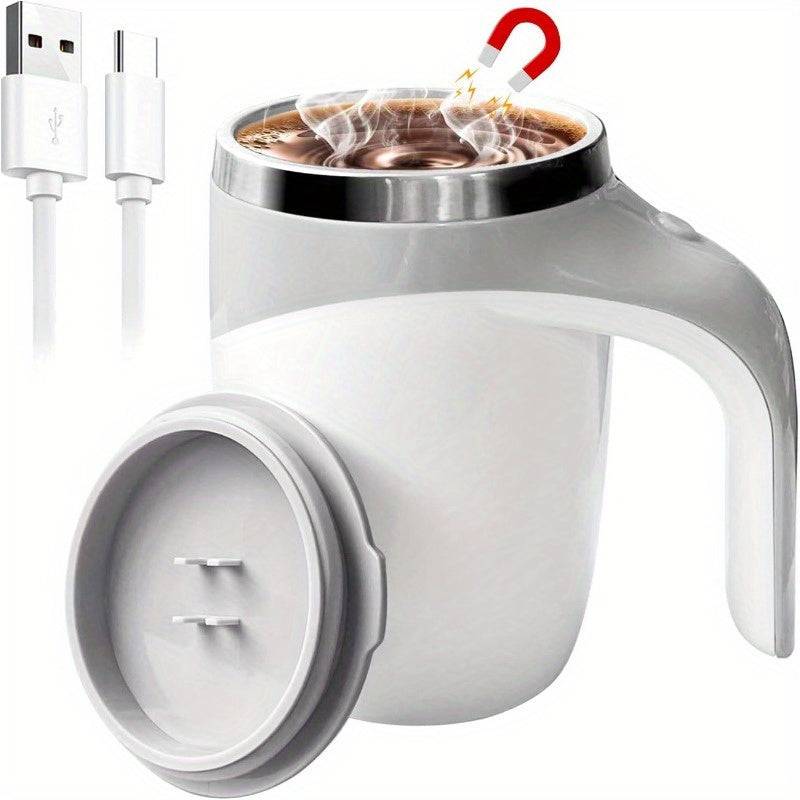 Self-Stirring Electric Coffee Mug – Rechargeable Stainless Steel Cup with Magnetic Mixing, Portable USB Design for Coffee, Tea & Shakes