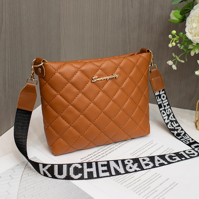 Women’s Small Messenger Bag PU Leather Diamond Quilted Crossbody Purse with Chain Shoulder Strap