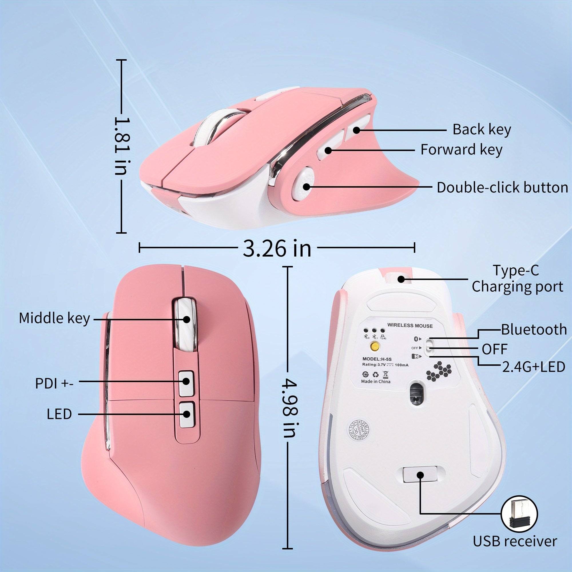 Bluetooth Vertical Ergonomic Mouse – Dual Mode, Rechargeable, 8 Buttons