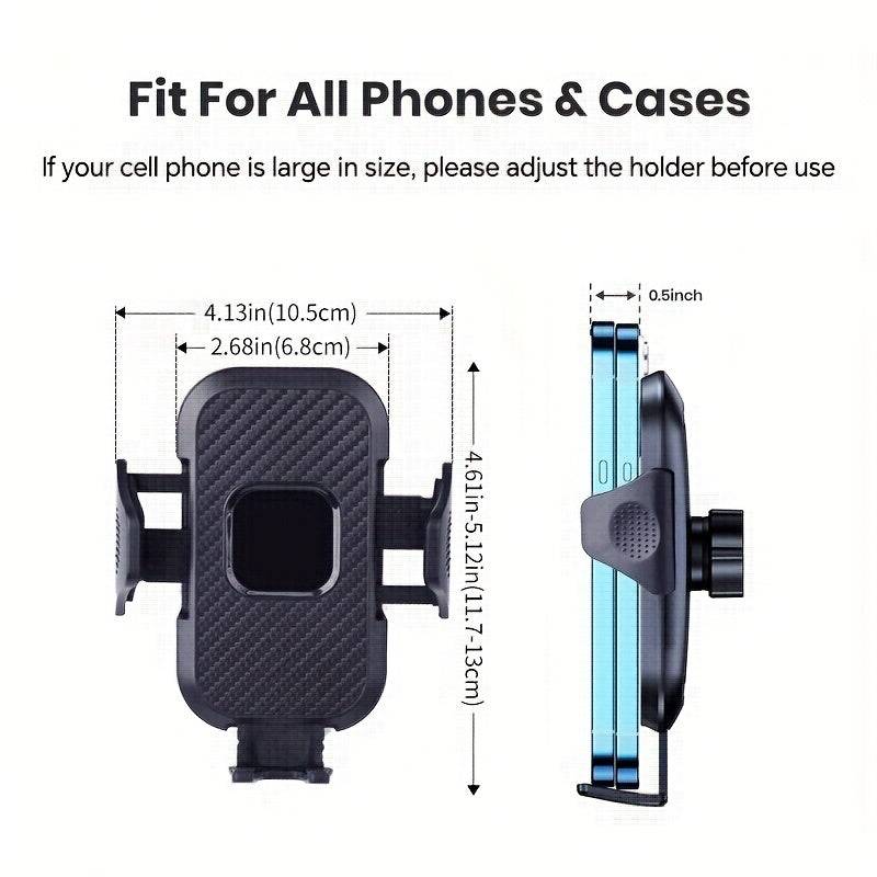 Car Dashboard Phone Holder – Adjustable Vertical/Horizontal Mount, Textured Anti-Slip Pad, Universal Fit, Waterproof ABS