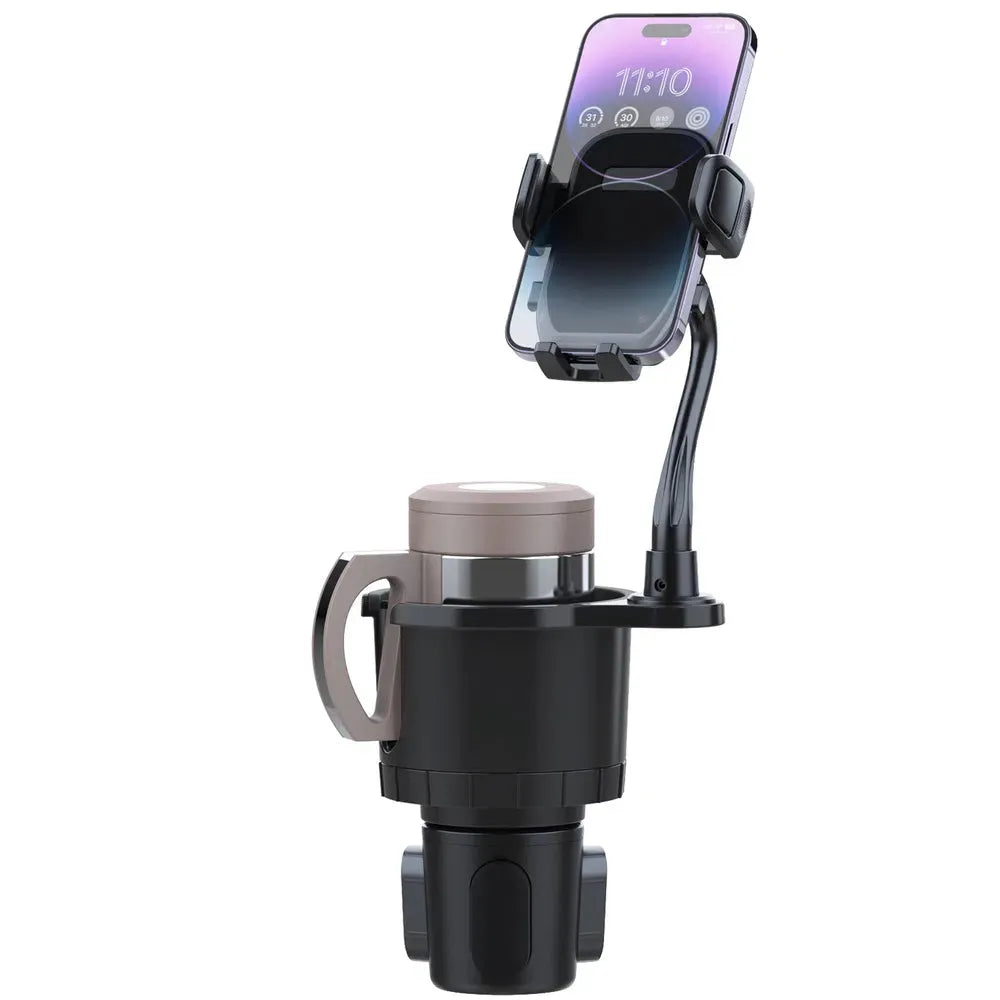 Car Cup Holder 2 in 1 Rotating Phone Mount Adjustable Base
