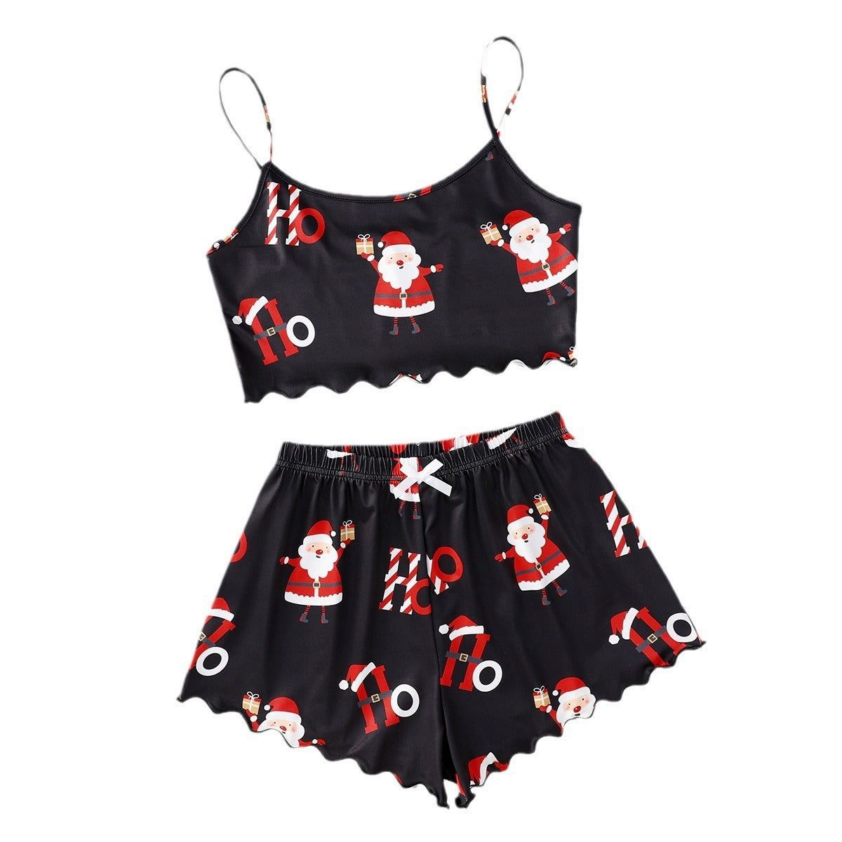 Pajama Set Christmas Women Sleeveless Top and Shorts