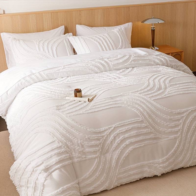 Boho Tufted Velvet Quilt Set – 2/3-Piece Microfiber Comforter & Pillowcases for Queen/King Bed