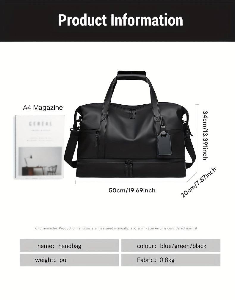 Large Capacity PU Duffel Bag Weekender with Shoe Compartment & Wet Pocket for Travel, Gym, Sports & Daily Use