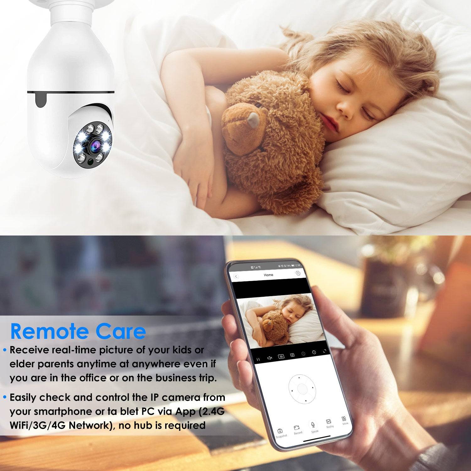 E27 WiFi Security Camera 1080P Night Vision