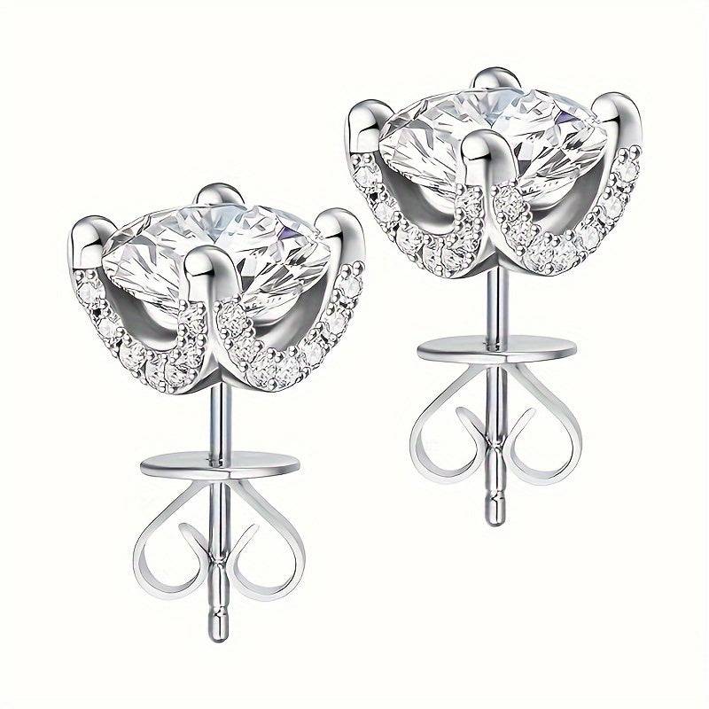 2 Carat Moissanite Stud Earrings in 925 Silver Unisex Hypoallergenic Design Elegant Style for Daily or Gift Use