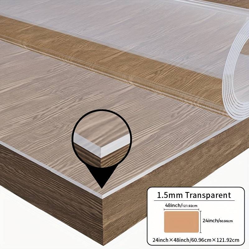 Transparent PVC Tablecloth 1.5mm Thick Protective Film Heat, Dust & Dirt Resistant Table Mat for Dining, Tea & Home Tables
