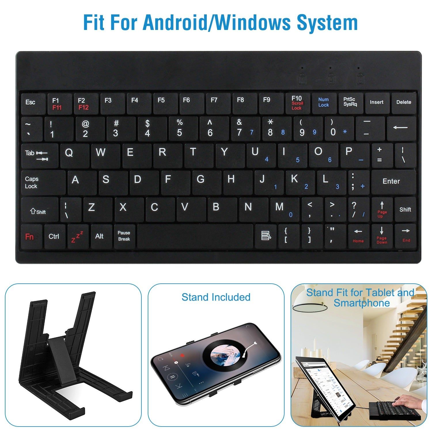 80 Key Mini Keyboard with Stand and Portable Wired Design
