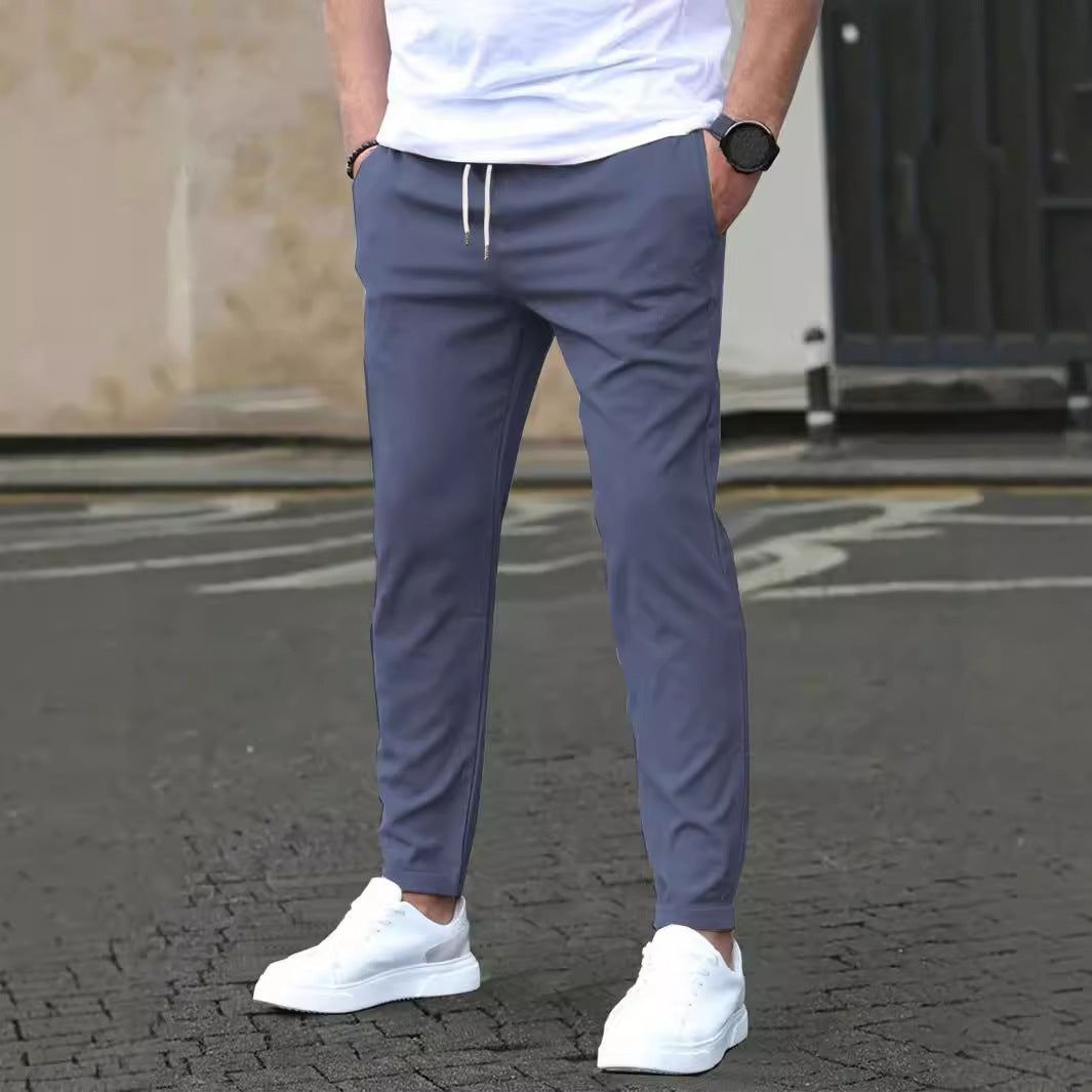 Mens Straight Leg Cropped Pants with Slim Fit Design