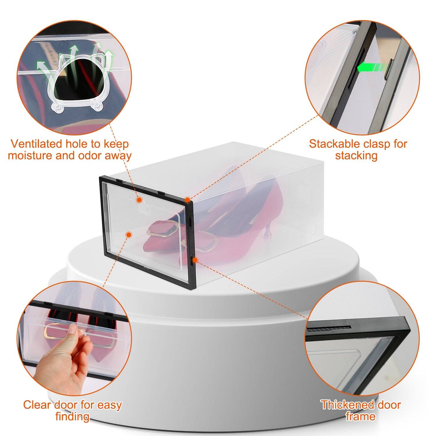 6Pcs Stackable Collapsible Shoe Storage Boxes