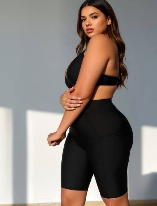 Women Elegant Solid Color Swimsuit Set