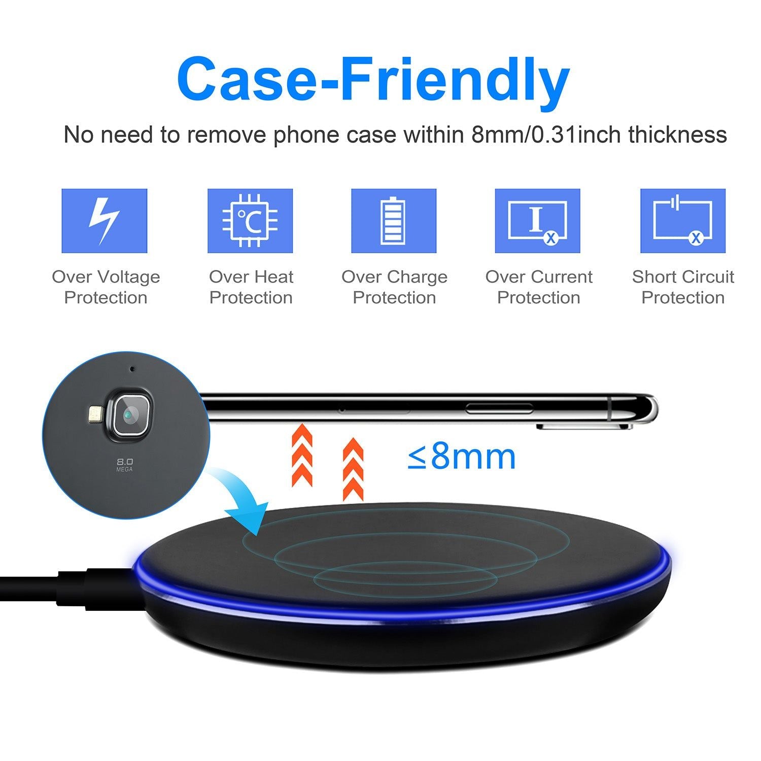 Ultra Slim Wireless Charger Pad with LED Ring Design