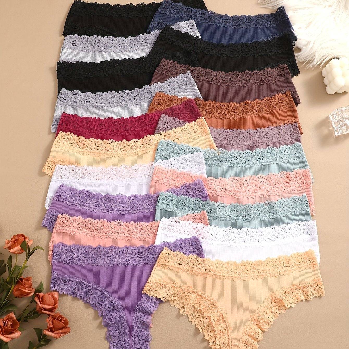20-Pack Women’s Lace Triangle Panties Breathable Soft Underwear for Daily Comfort & Commuting