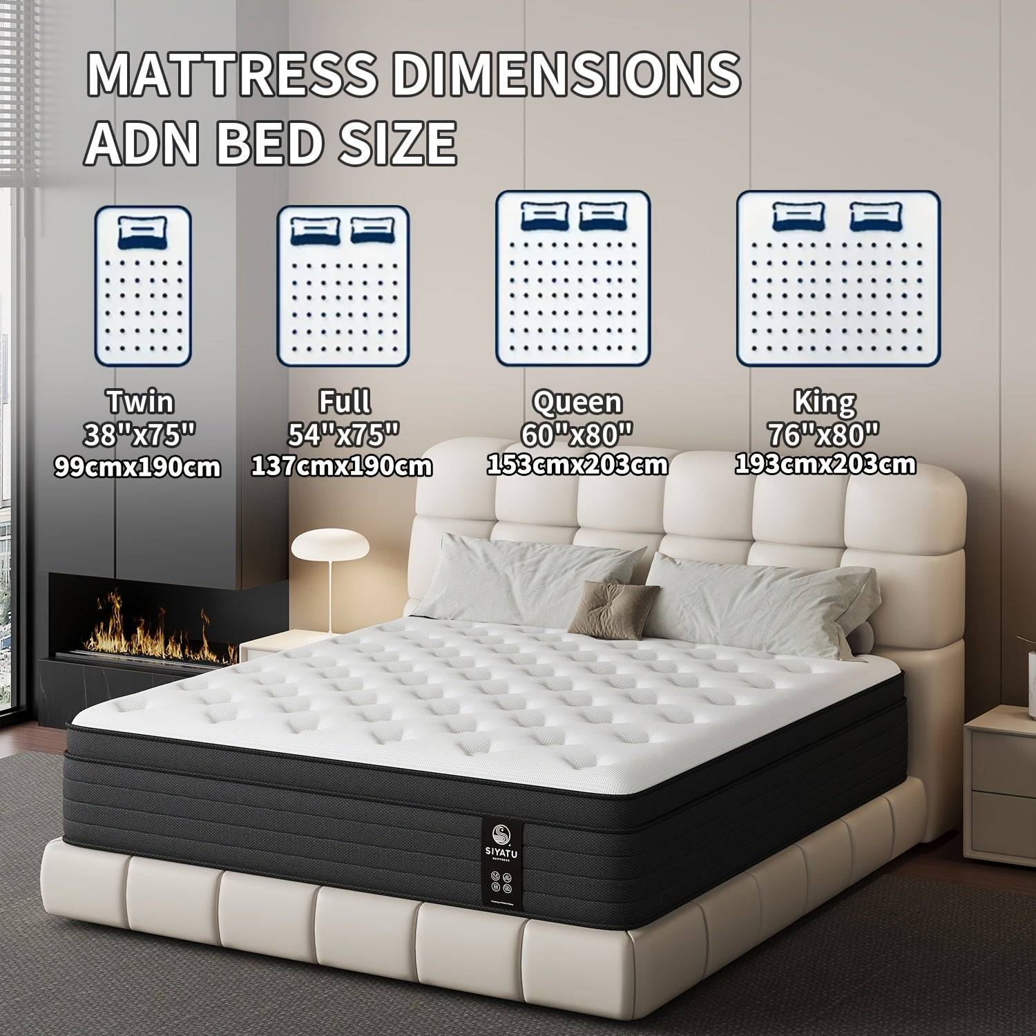 Memory Foam Hybrid Mattress, Medium Firm Pocket Spring Bed in Twin, Full, Queen and King Sizes (8/12/14 Inch)