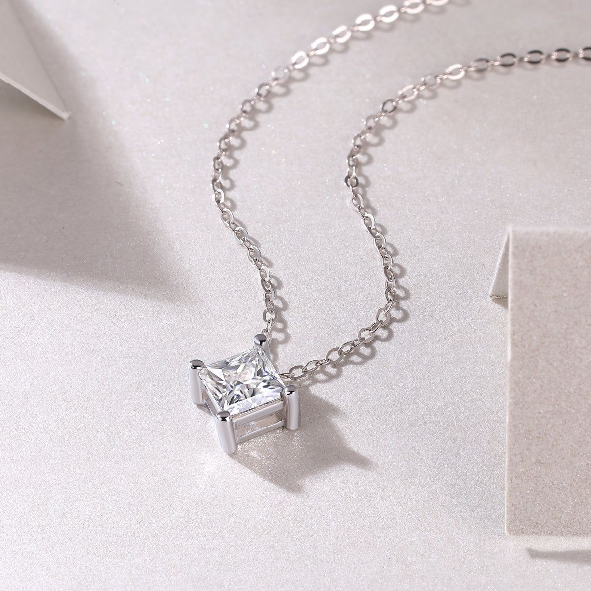Moissanite Square Pendant Necklace S925
