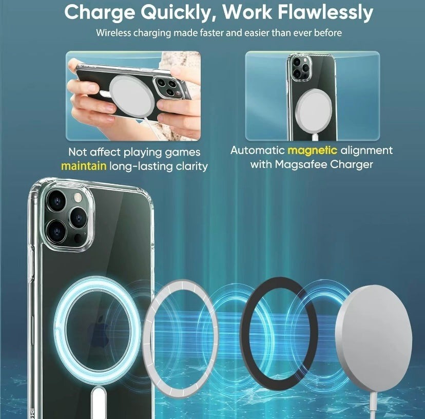 MagSafe Phone Case Clear Shockproof Military Grade Cover
