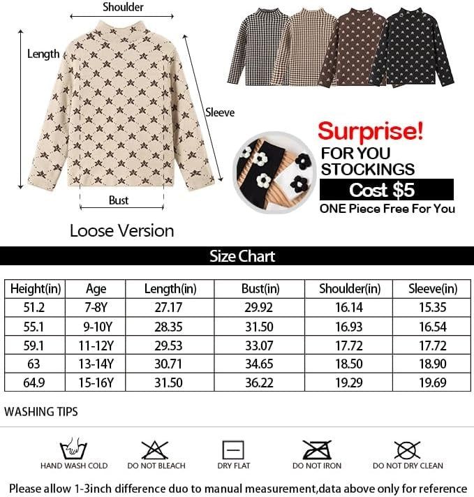 Kids Knit Turtleneck Sweater Soft Warm Unisex Pullover