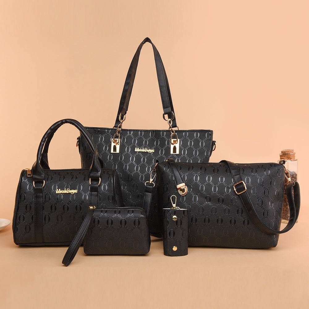 Women’s 5-Piece Handbag Set – Synthetic Leather Tote, Satchel, Crossbody, Shoulder Bag & Wallet