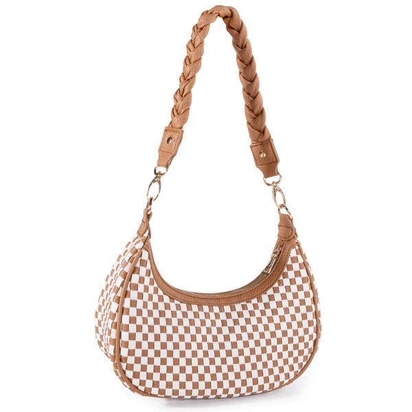 Womens Woven Hobo Handbag Vegan Leather Tote
