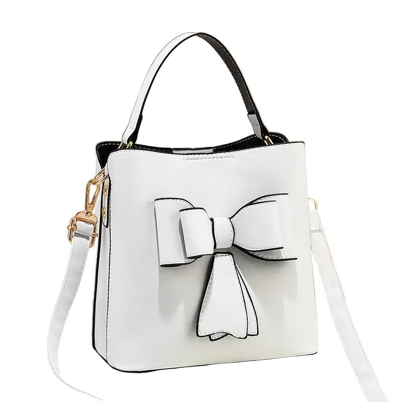 Women Bow Bucket Crossbody Bag Large Capacity