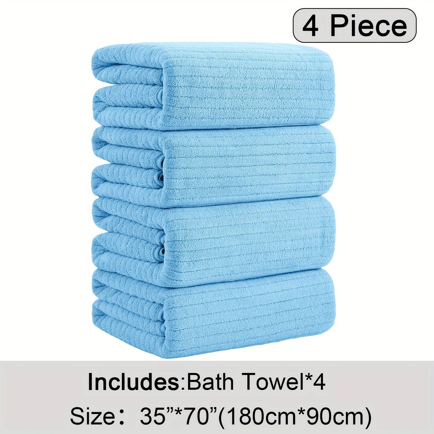 4-Pack Oversized Bath Towels Set 35"x70" XL Microfiber Towels Quick-Dry, Soft & Absorbent for Family or Hotel Use