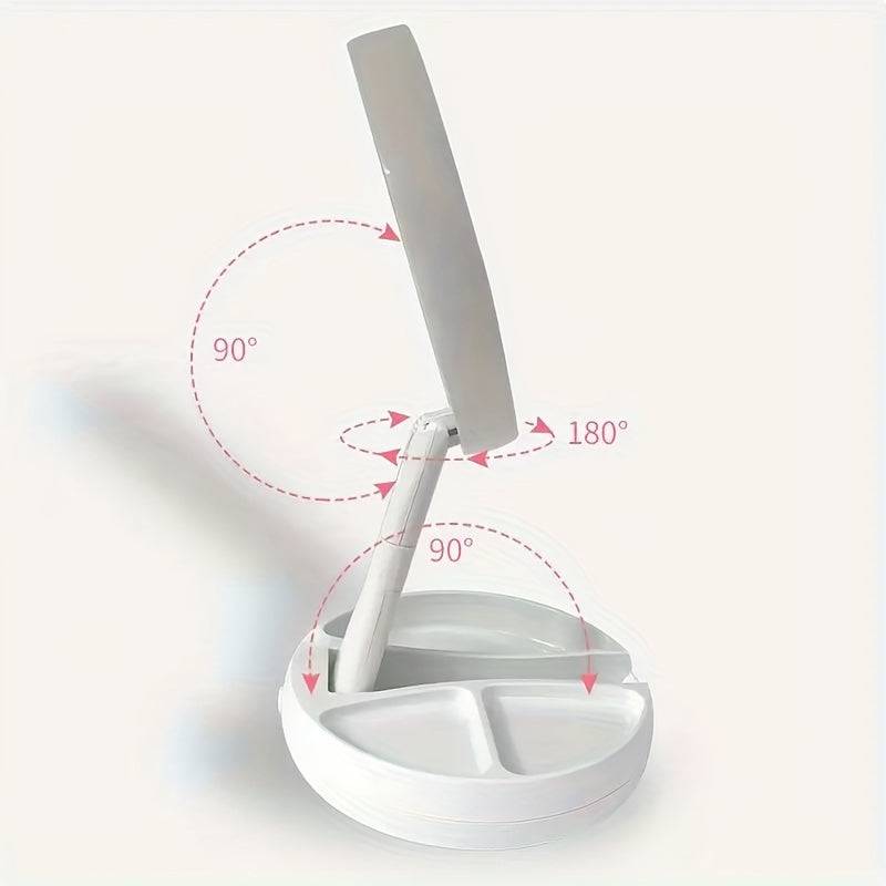 LED Makeup Mirror with Light, Double-Sided 1X/10X Magnification, Portable Travel Beauty Mirror with Storage Box, Battery Operated